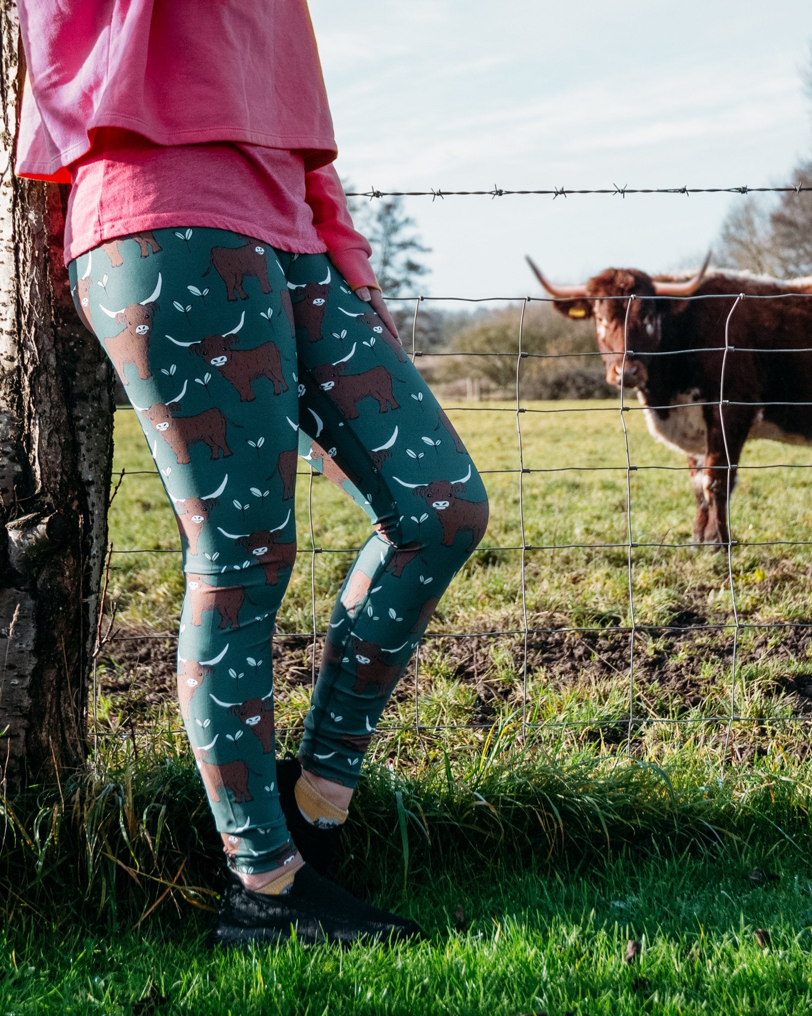 Green Highland Cow Women's Activewear Leggings – Rainbows & Sprinkles