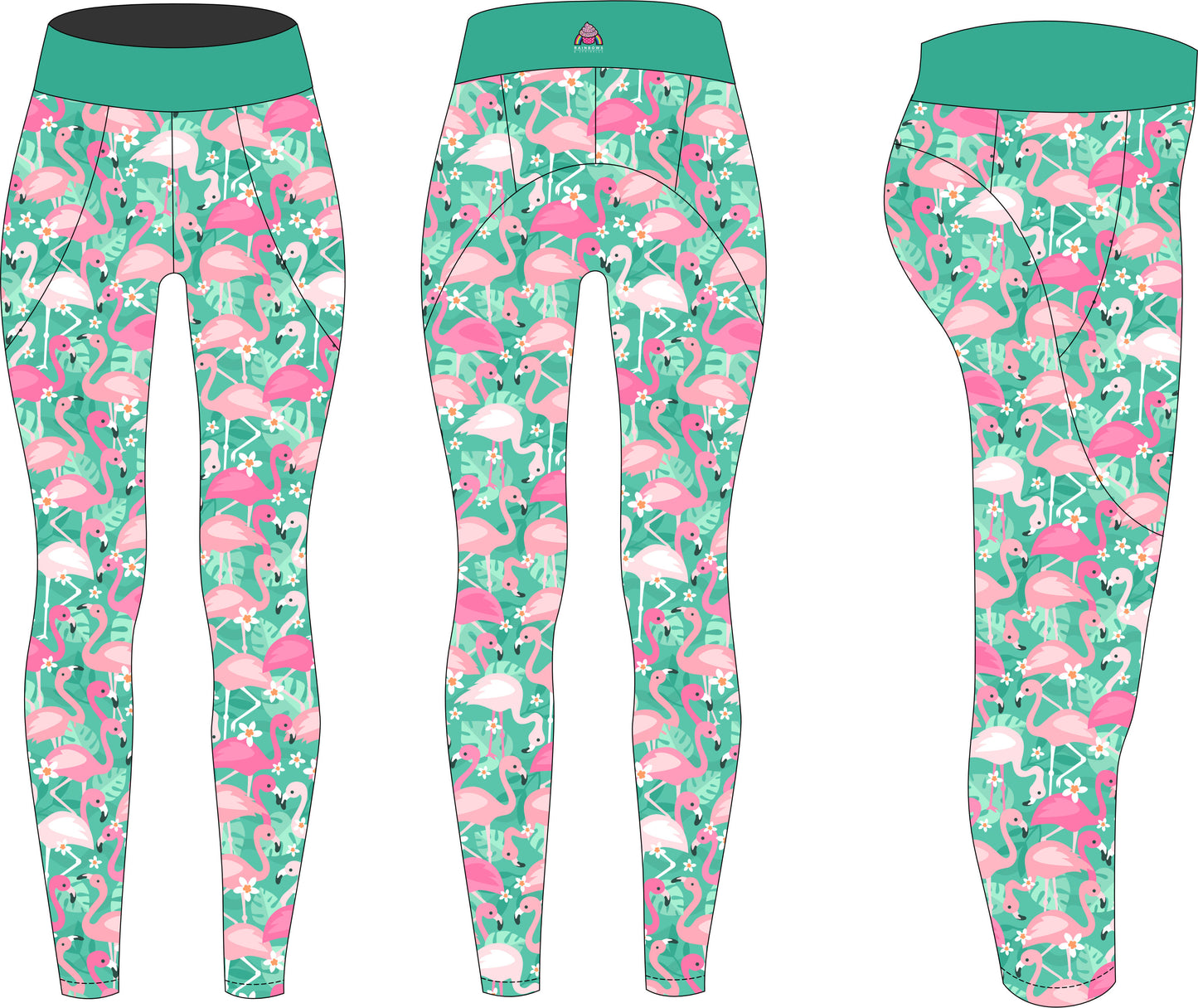 Flamboyant Flamingos on Mint Women's Activewear Leggings