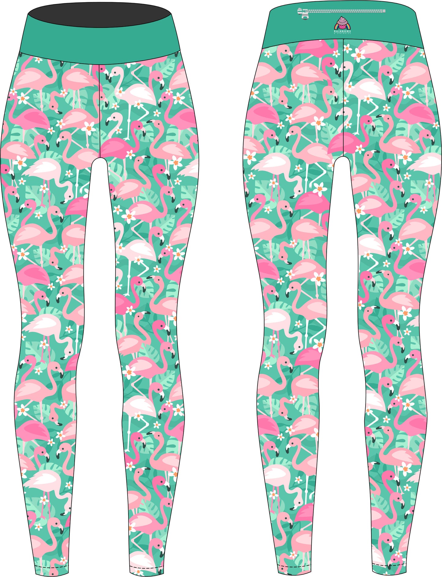 Flamboyant Flamingos on Mint Children’s Active Leggings