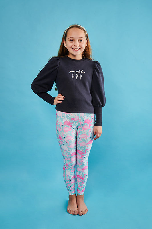 Flamboyant Flamingos on Mint Children’s Active Leggings