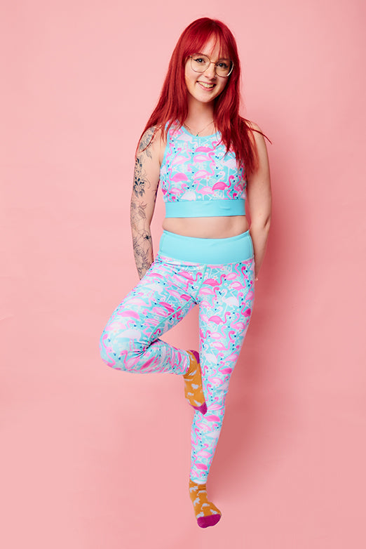 Flamboyant Flamingos on Mint Women's Activewear Leggings