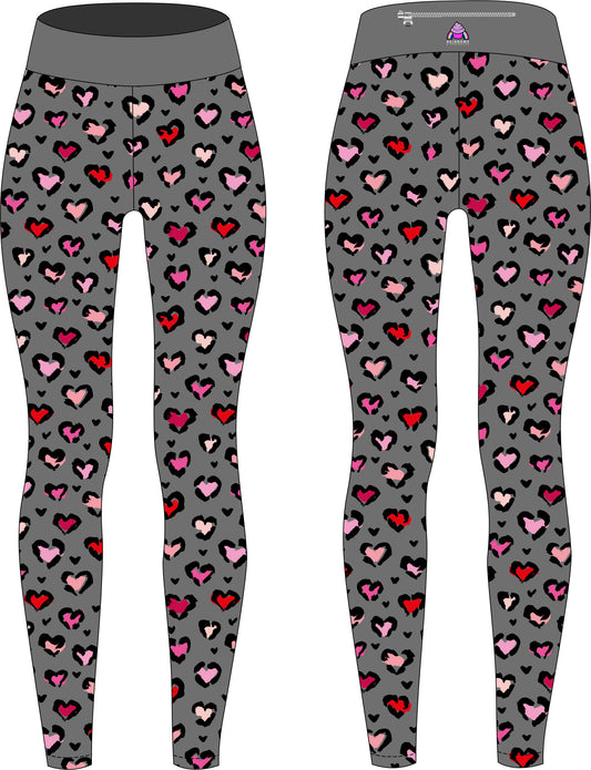 Leopard Hearts Women's Activewear Leggings