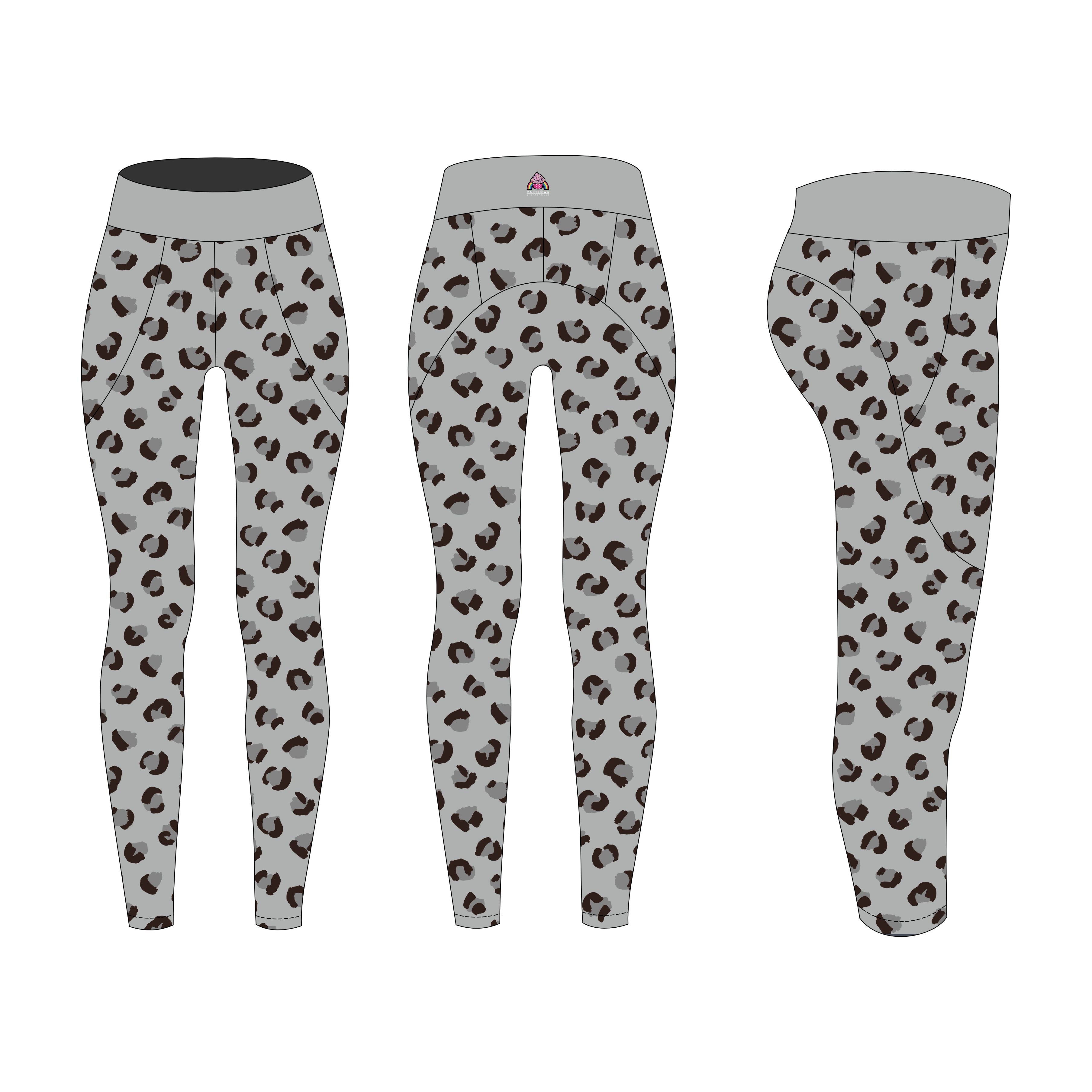 Grey Leopard Women s Activewear Leggings Rainbows Sprinkles