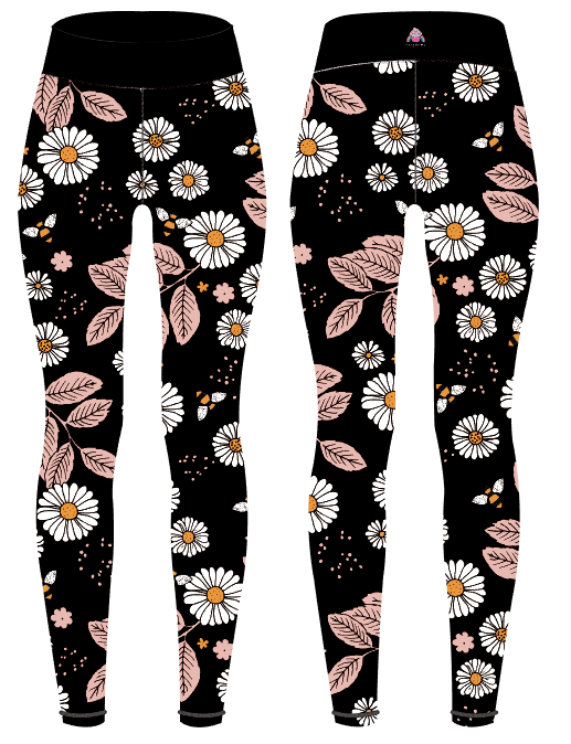 Black Daisies Women's Activewear Leggings