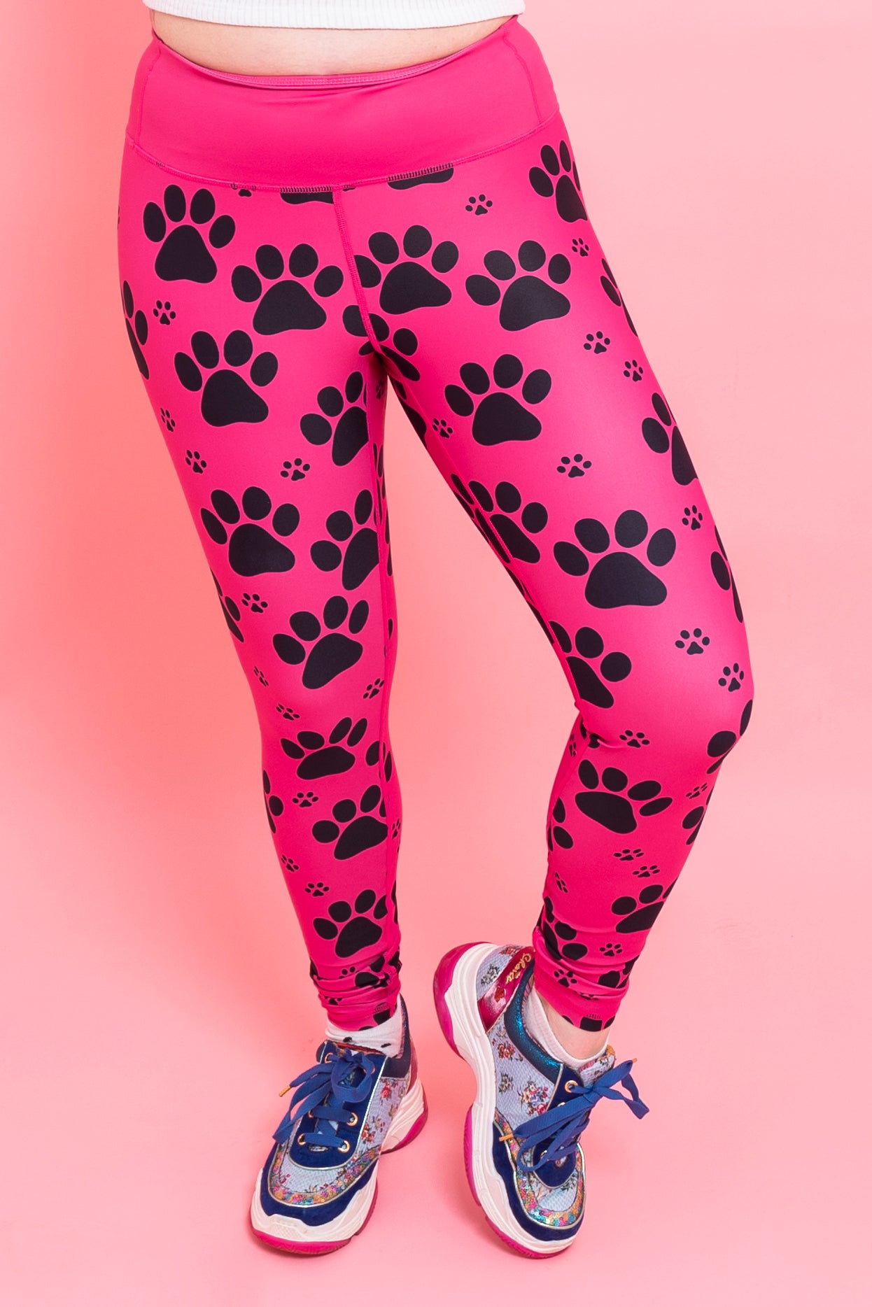 Pink Paw Print Women's Activewear Leggings - Tall 33” inside leg